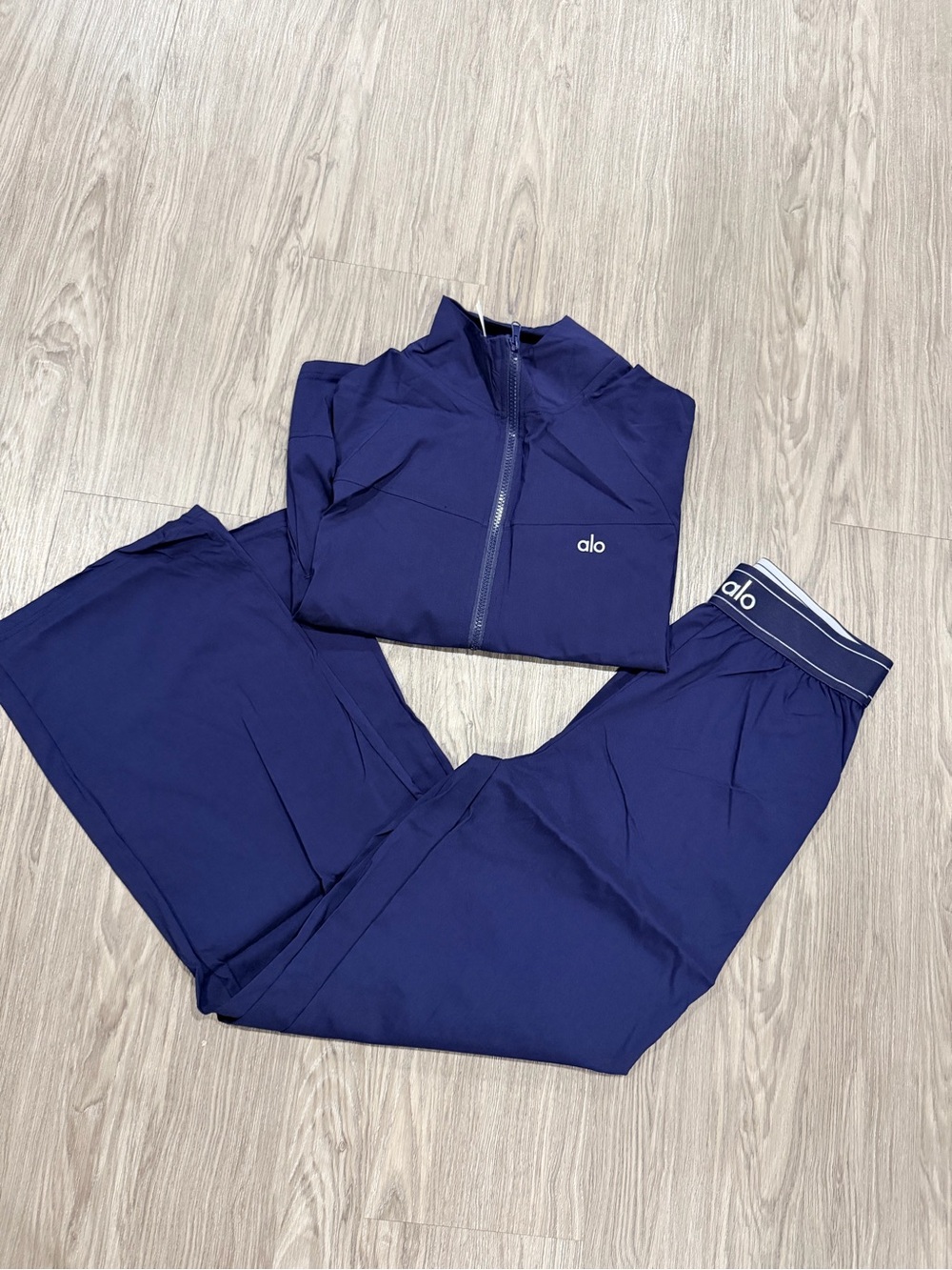 ALO Yoga Navy Zip Jacket and Matching Track Pants